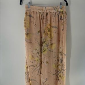 H&M Wide Leg Sheer Blush Pink Floral Pants Size 8